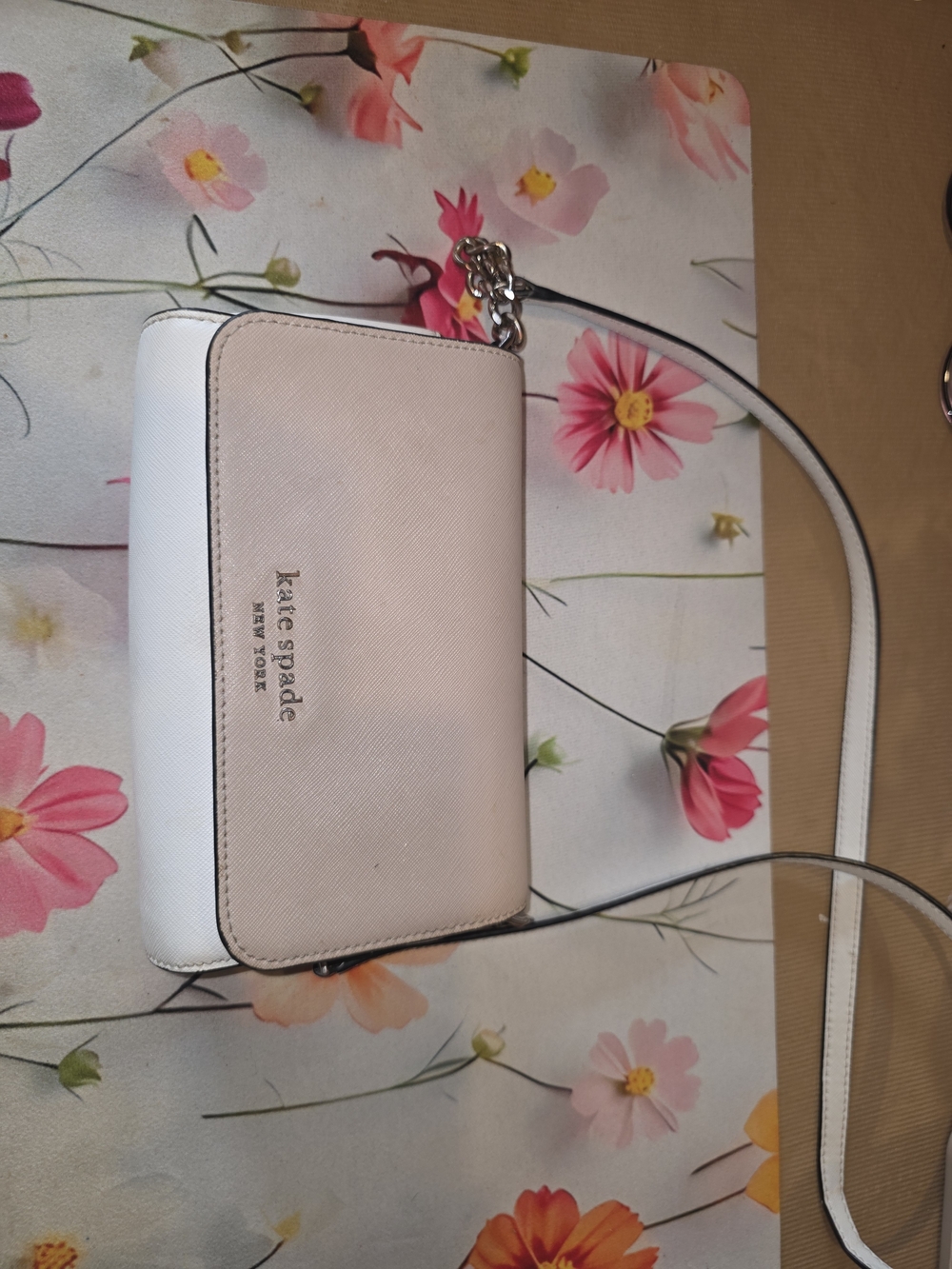 kate spade White and Pale Pink Crossbody Bag